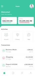 screenshot of financial app