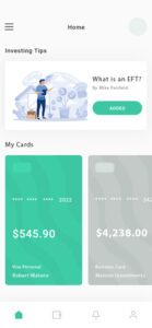 screenshot of financial app