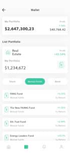 screenshot of financial app