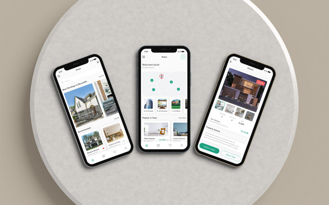 real estate app screenshot smartphone mockup