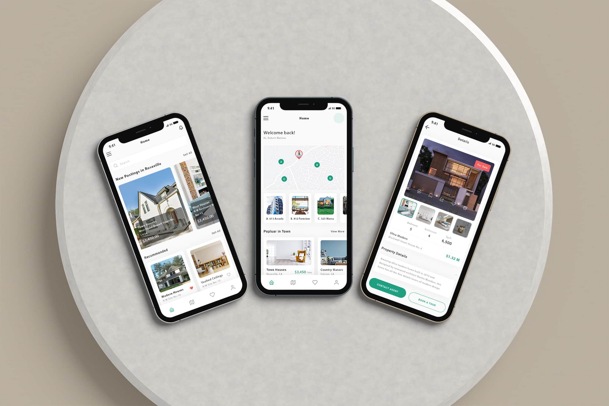 Heroik Real Estate App Mockup iPhone web optimized Real Estate App UI