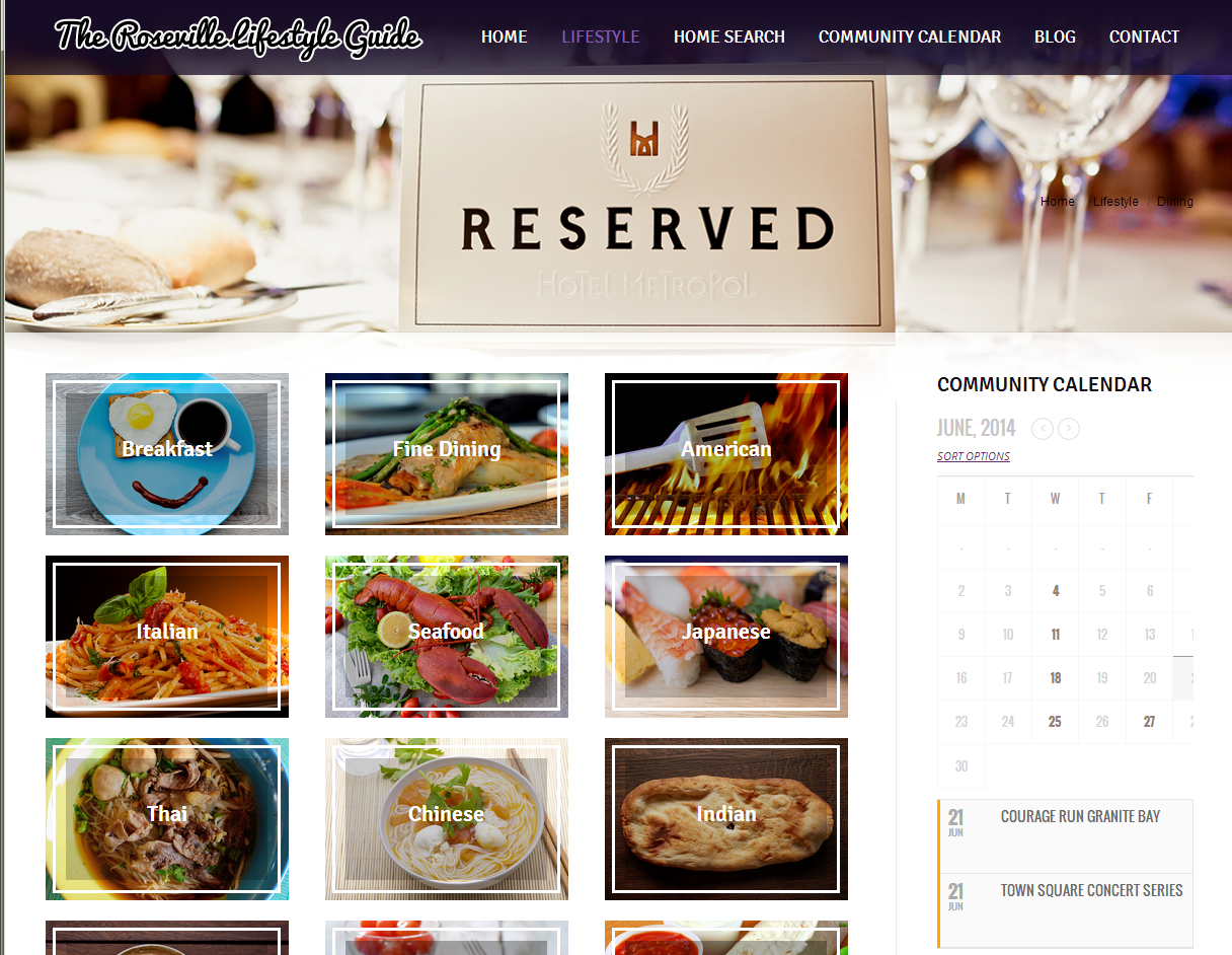 roseville lifestyle guide website screenshot