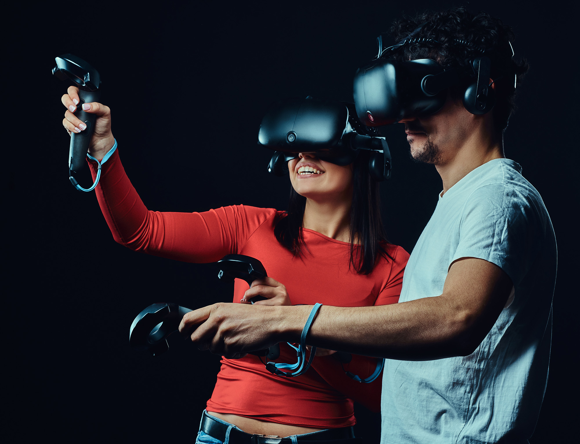 couple playing VR video games together