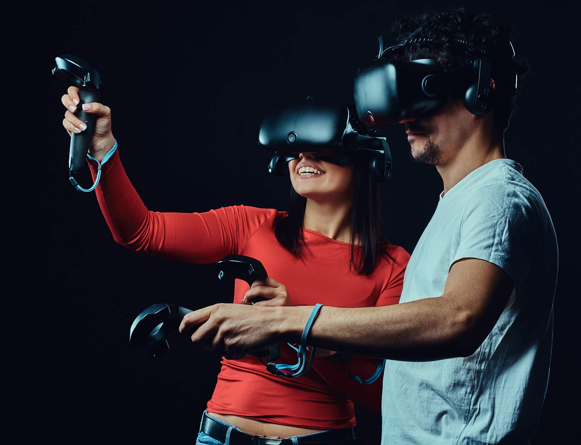 couple playing VR video games together