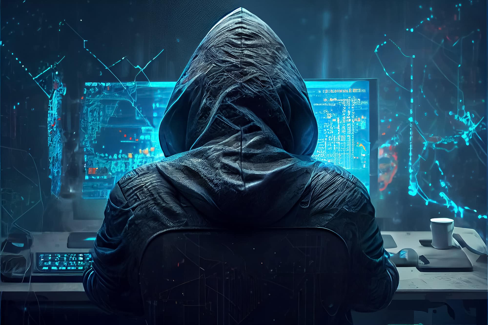 illustration back rear view silhouette hooded man hacker server room ai 3 Key Areas of Dysfunctional AI - Is AI Getting Raised On Bad Data or By Bad Parents? AI + Machine Learning, Business, Digital Culture, Innovation, Insights