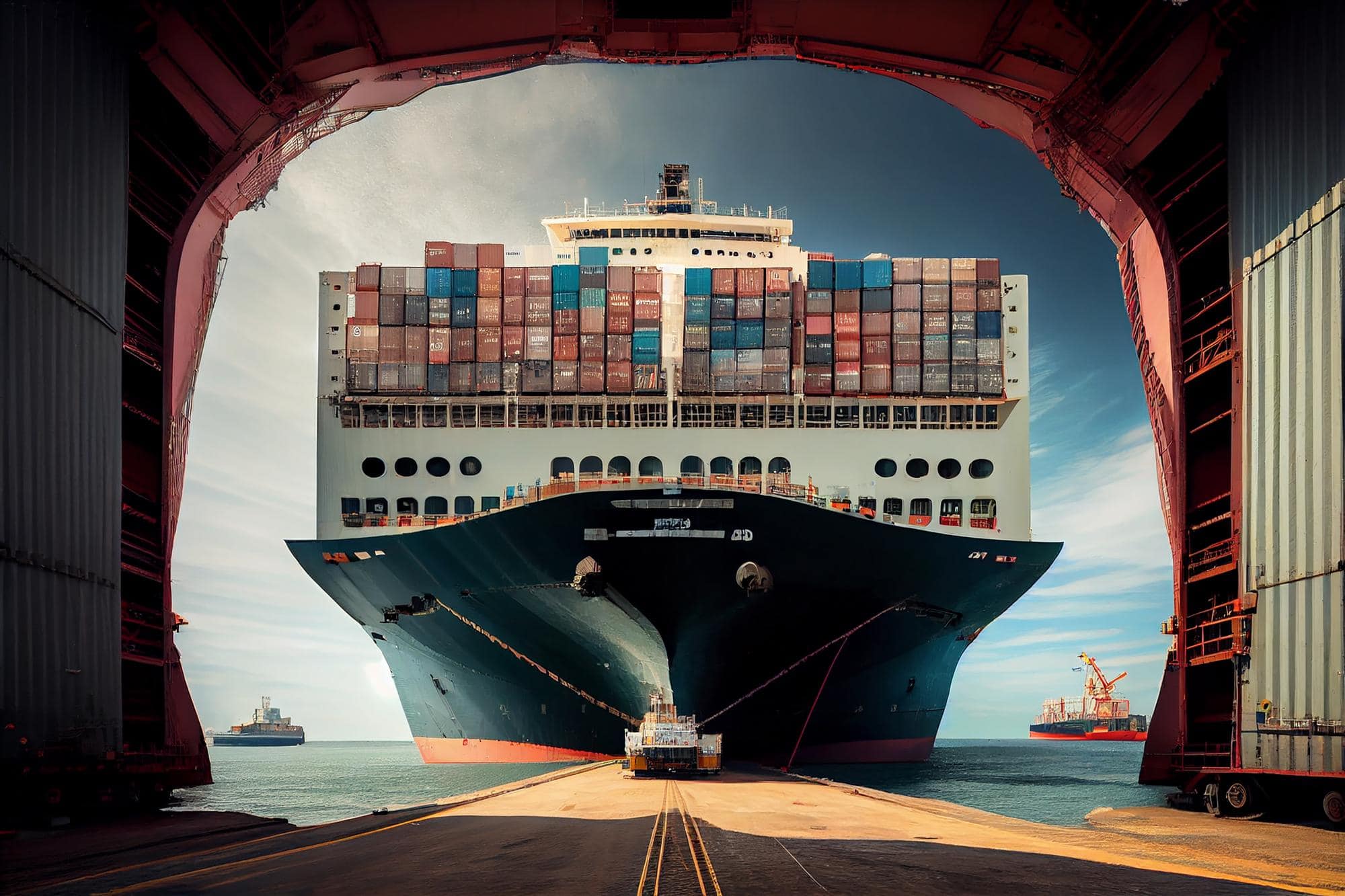 large cargo ship with containers generative ai California Association of Port Authorities (CAPA)