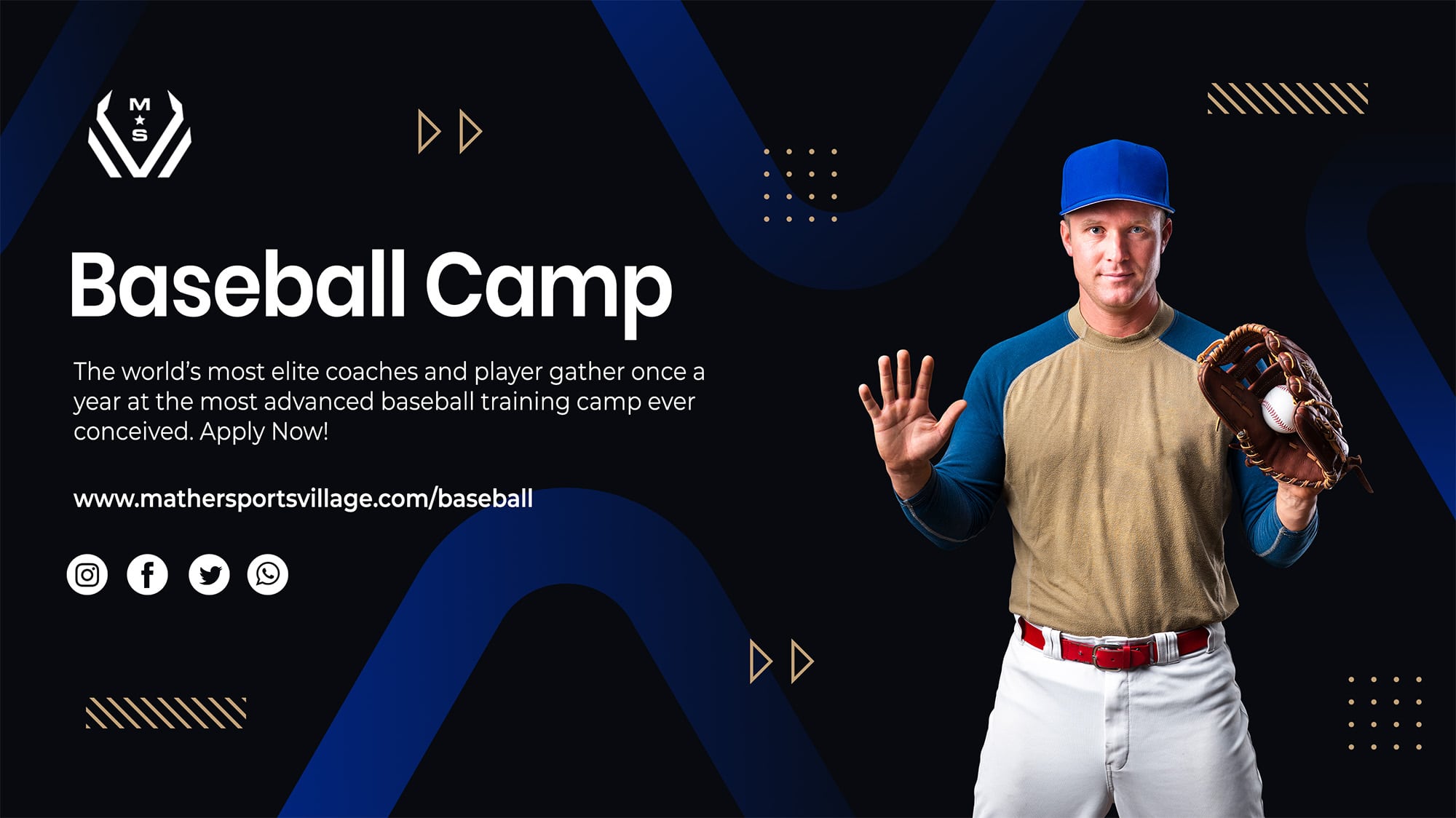 msv baseball camp landing page mockup